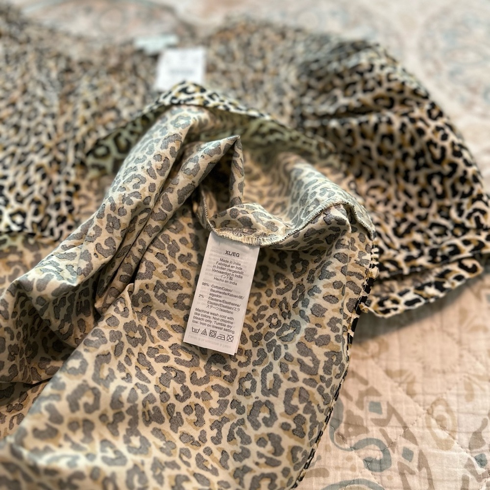 xl leopard puff sleeve top j.crew